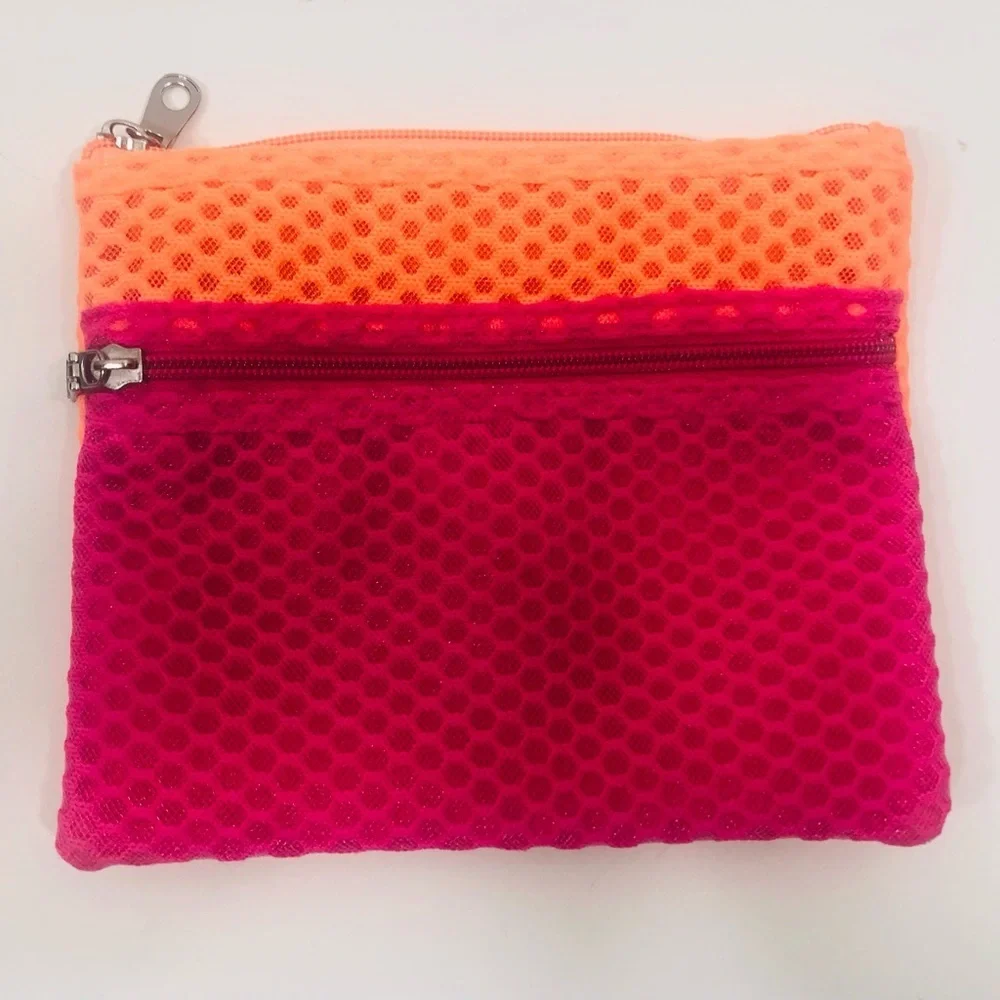 Pink/Orange Color block cosmetic bag